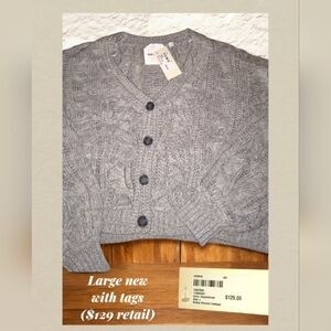 ⭐Evereve Charcoal Button-Up Cardigan